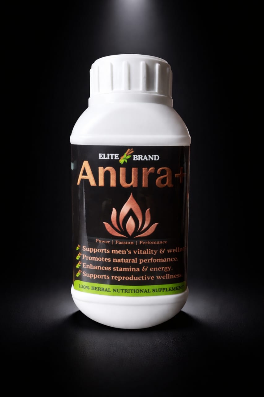 ANURA+ herbal supplement bottle for men’s strength, stamina and immunity